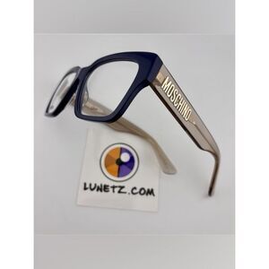 Moschino Navy and Gold Logo Designer Eyeglasses